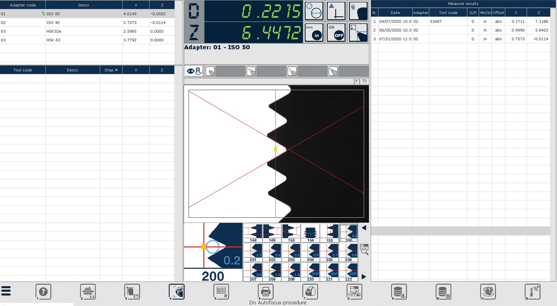 Edge Pro Control Software automatic measurement screen capture.
