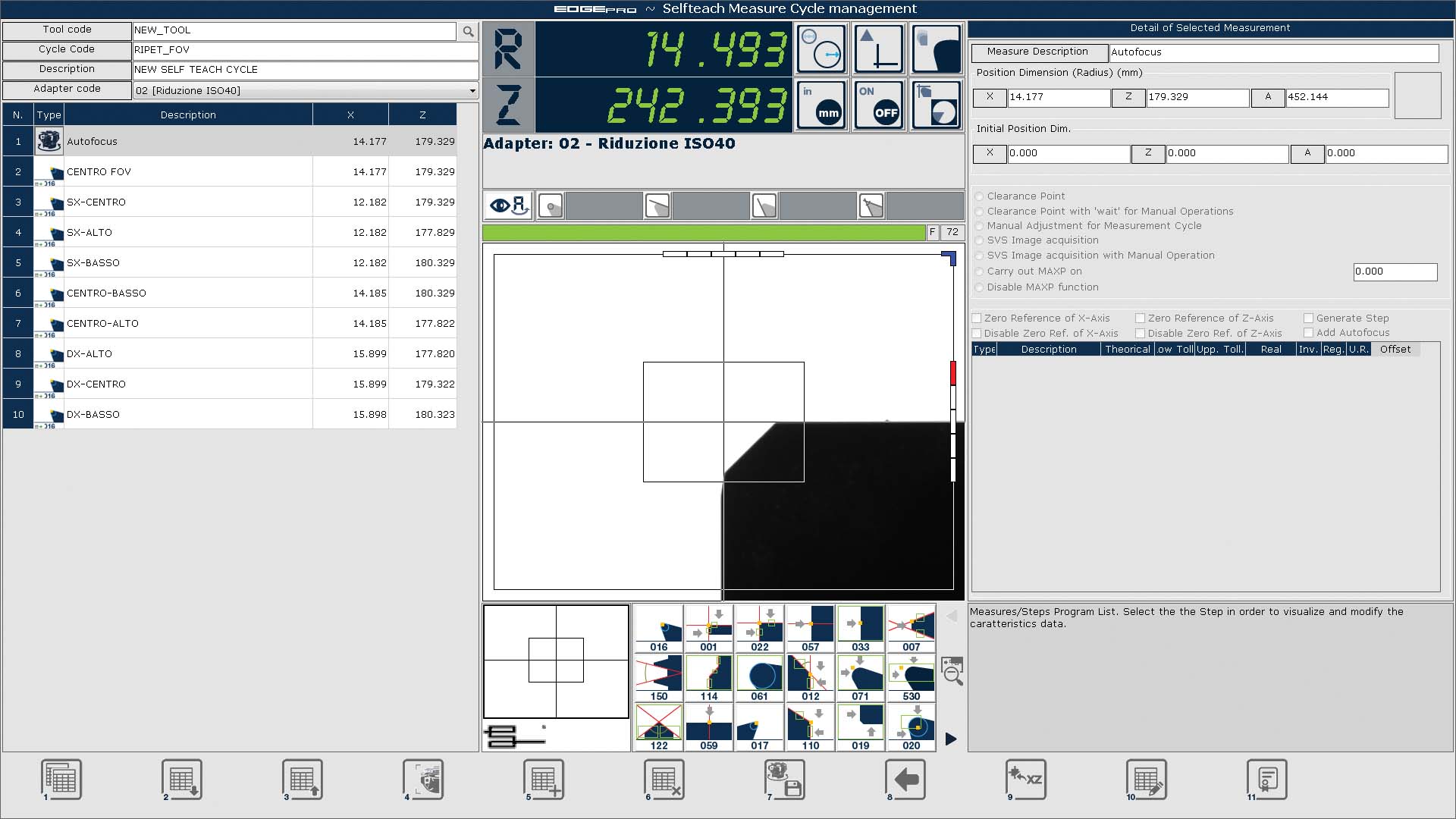 Edge Pro Control Software self-teach programming screen capture.