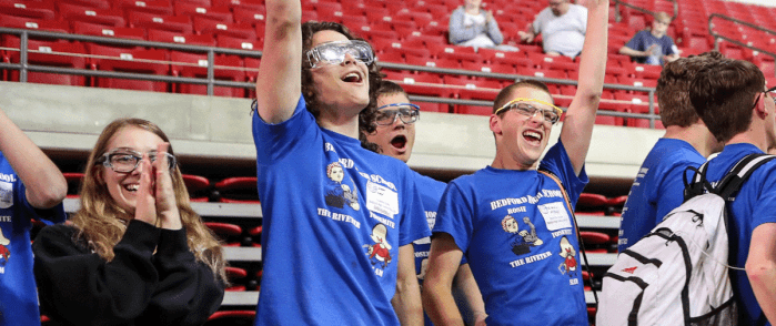 Students competing in the National Robotics League.