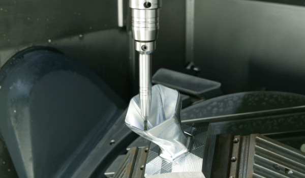 Super Slim Hydraulic Chuck machining a workpiece.